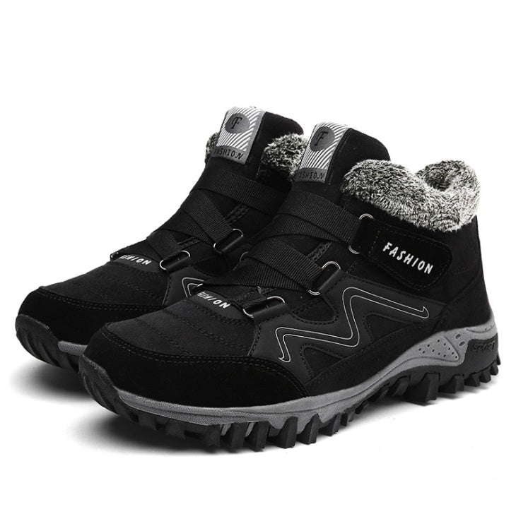 Chaussures en coton pour femmes, chaudes, doublées de velours, spéciales pour la neige et l'extérieur.